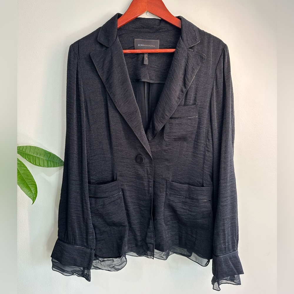 BCBGMaxAzria Black Sheer Blazer